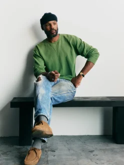 Imogene + Willie hilts sweatshirt sunfaded green