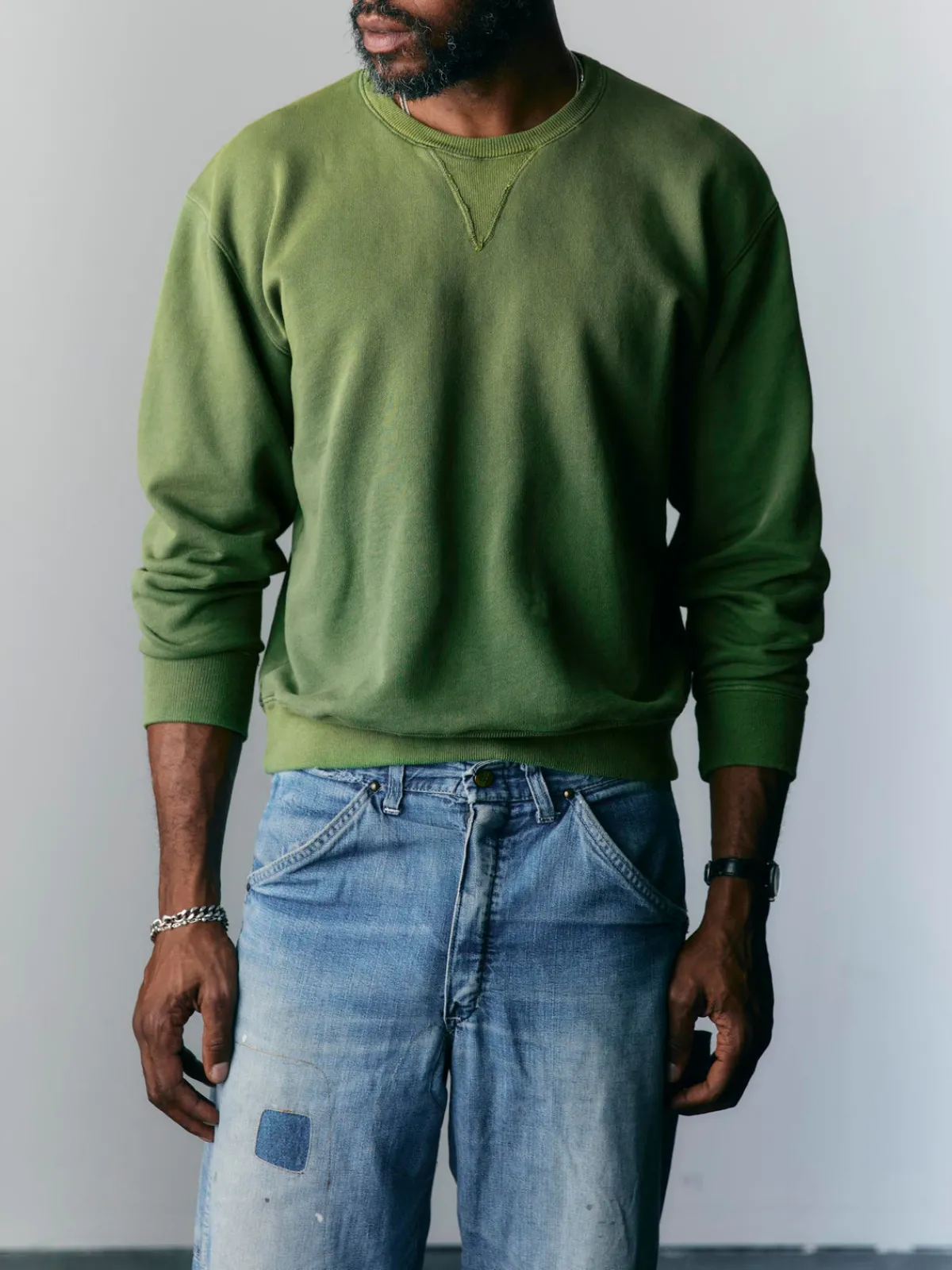 Imogene + Willie hilts sweatshirt sunfaded green