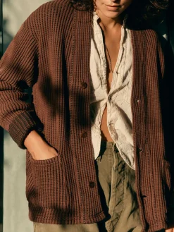 Women Imogene + Willie knit waffle cardigan in brown