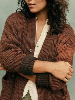 Women Imogene + Willie knit waffle cardigan in brown
