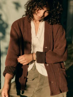 Women Imogene + Willie knit waffle cardigan in brown