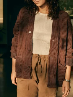 Women Imogene + Willie knit waffle cardigan in brown