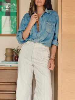 Women Imogene + Willie logan bleached indigo stripe