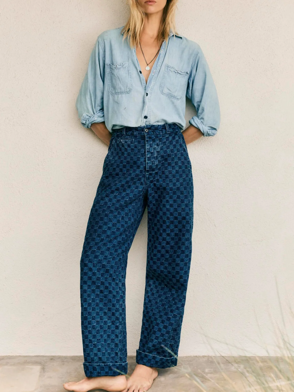 Women Imogene + Willie logan washed indigo check