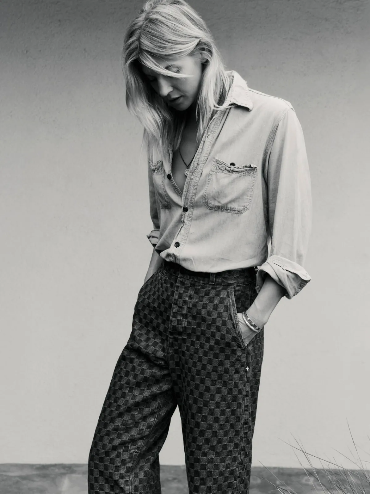 Women Imogene + Willie logan washed indigo check