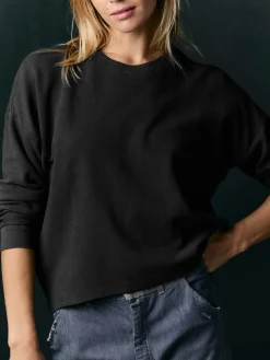 Women Imogene + Willie long sleeve midweight crew in faded black