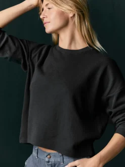 Women Imogene + Willie long sleeve midweight crew in faded black
