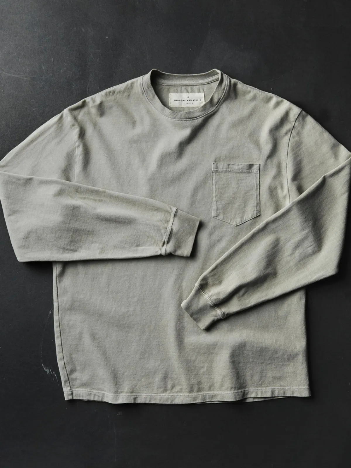 Imogene + Willie long sleeve pocket tee in stone