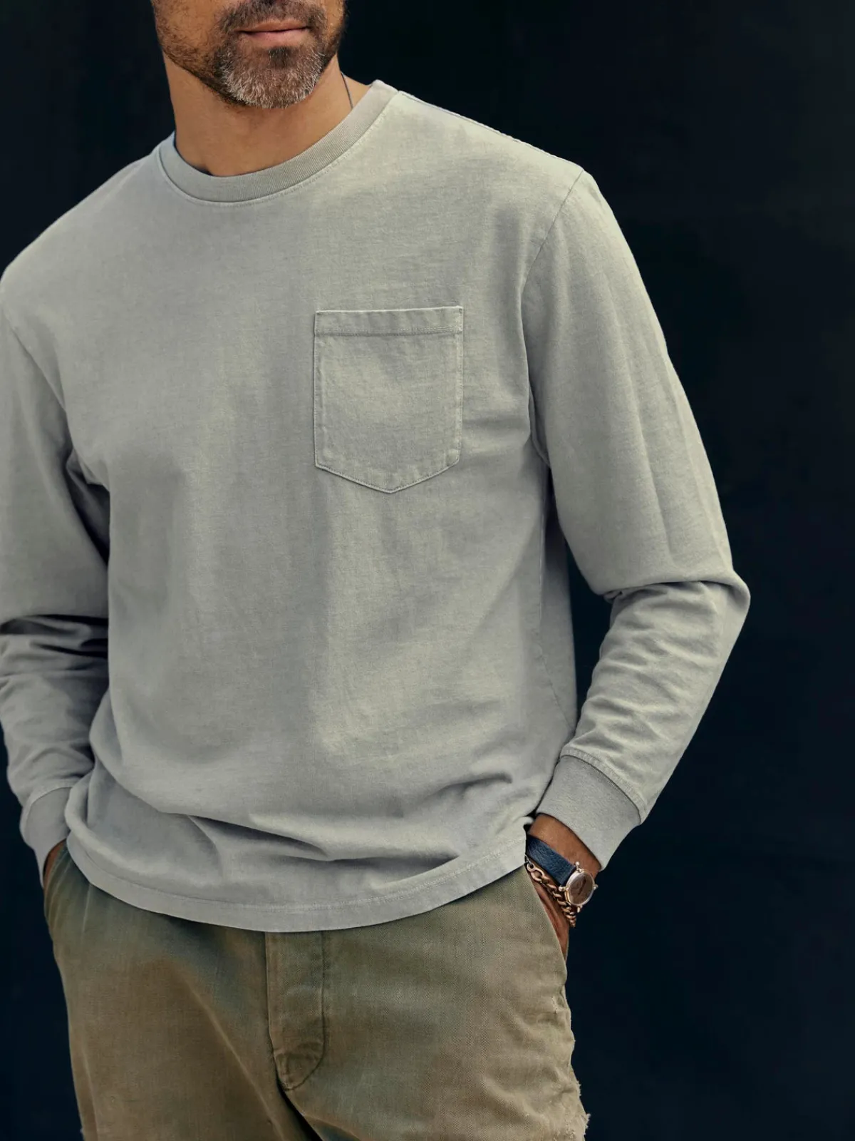 Imogene + Willie long sleeve pocket tee in stone
