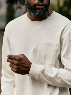 Imogene + Willie long sleeve pocket tee in vintage white