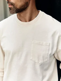 Imogene + Willie long sleeve pocket tee in vintage white