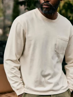 Imogene + Willie long sleeve pocket tee in vintage white