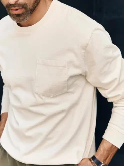 Imogene + Willie long sleeve pocket tee in vintage white