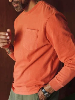 Imogene + Willie long sleeve pocket tee in faded orange