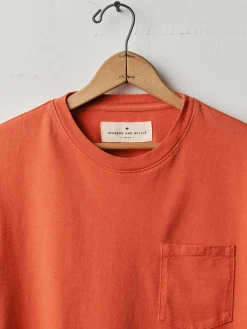 Imogene + Willie long sleeve pocket tee in faded orange