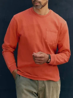 Imogene + Willie long sleeve pocket tee in faded orange