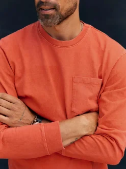 Imogene + Willie long sleeve pocket tee in faded orange