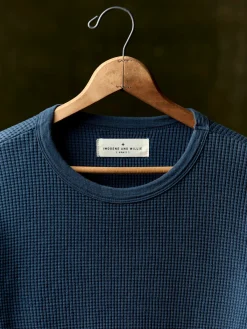 Imogene + Willie long sleeve thermal crew in steel blue