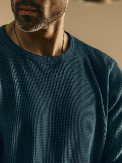 Imogene + Willie long sleeve thermal crew in steel blue