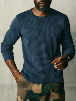 Imogene + Willie long sleeve thermal crew in steel blue