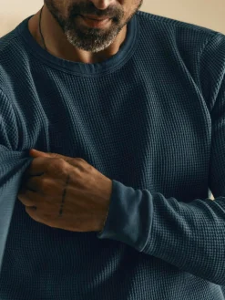 Imogene + Willie long sleeve thermal crew in steel blue