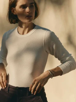 Women Imogene + Willie long sleeve waffle thermal in white