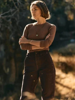 Women Imogene + Willie long sleeve waffle thermal in brown