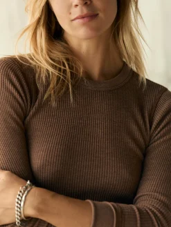 Women Imogene + Willie long sleeve waffle thermal in brown