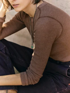 Women Imogene + Willie long sleeve waffle thermal in brown