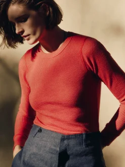 Women Imogene + Willie long sleeve waffle thermal in faded red