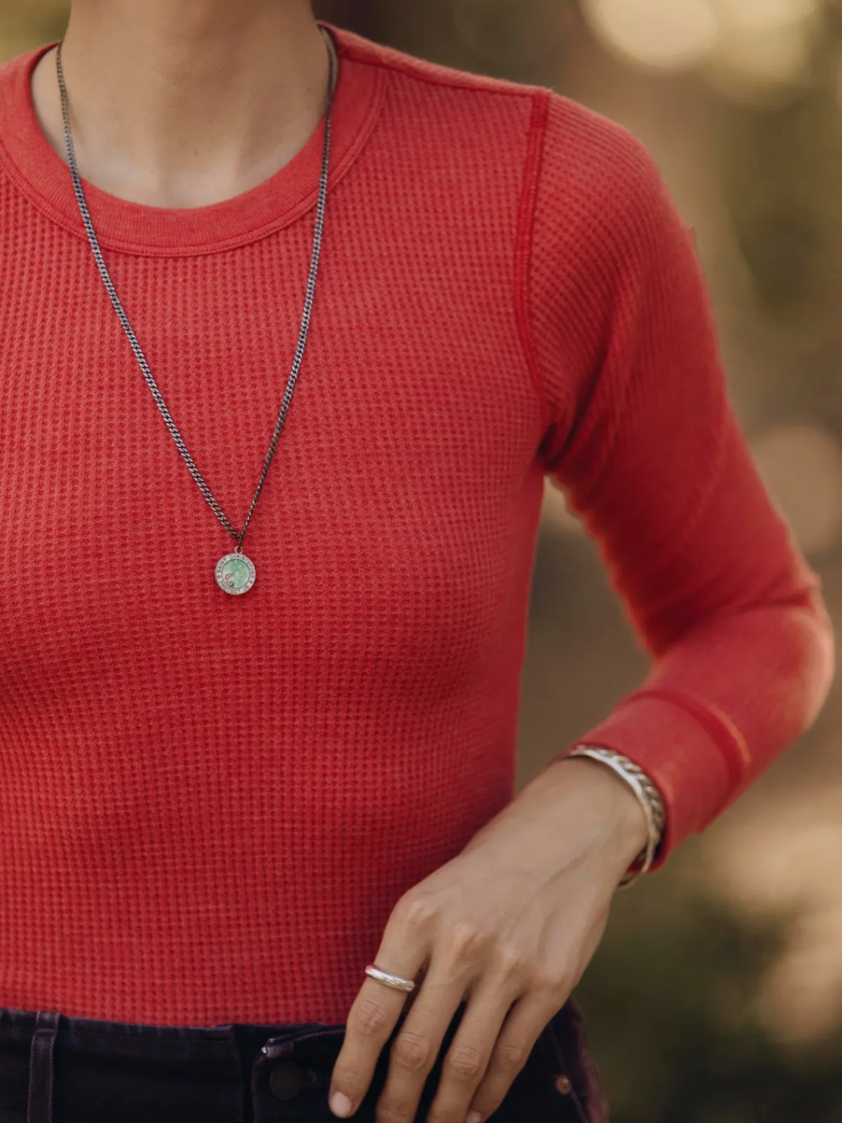 Women Imogene + Willie long sleeve waffle thermal in faded red