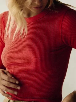 Women Imogene + Willie long sleeve waffle thermal in faded red