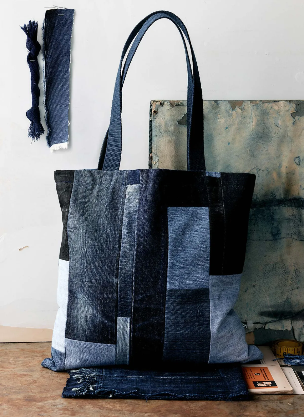 Women Imogene + Willie love fades recycled denim tote