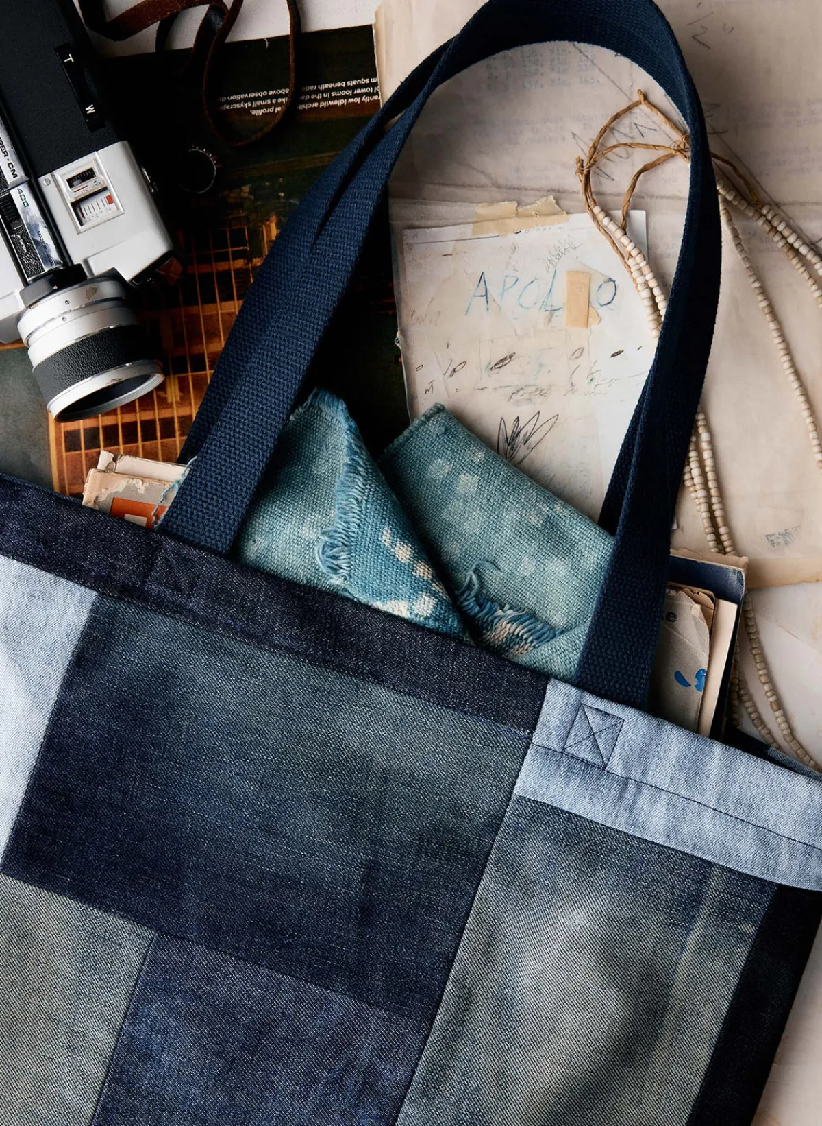 Women Imogene + Willie love fades recycled denim tote