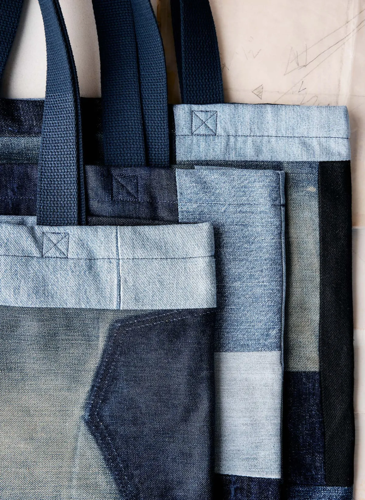 Women Imogene + Willie love fades recycled denim tote