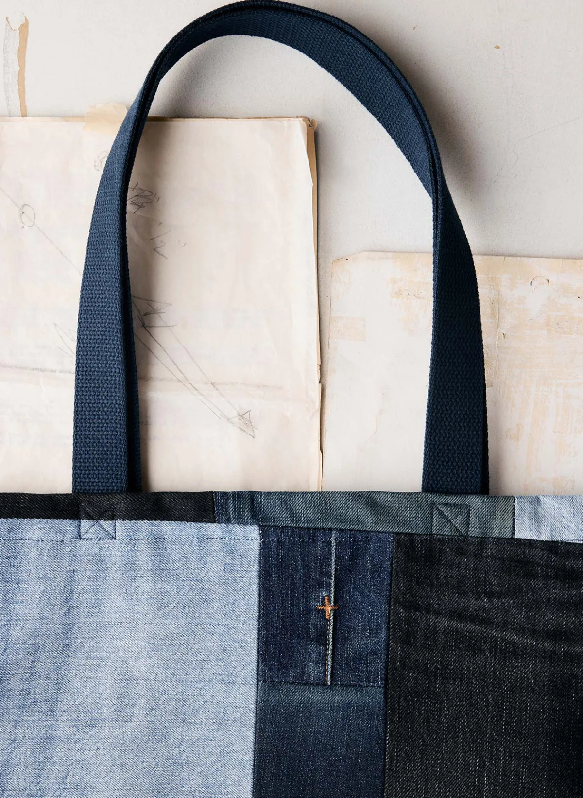 Women Imogene + Willie love fades recycled denim tote