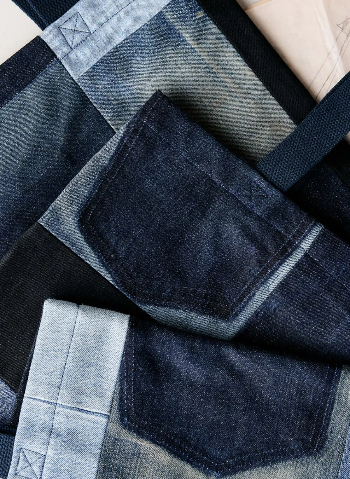 Women Imogene + Willie love fades recycled denim tote