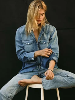 Women Imogene + Willie mcfly washed pearl snap