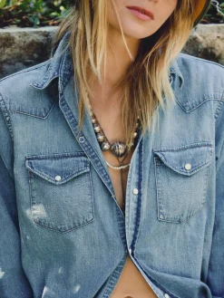 Women Imogene + Willie mcfly washed pearl snap