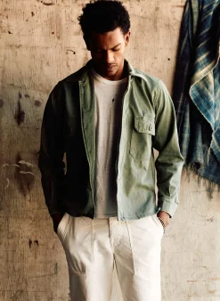 Imogene + Willie military shirt jacket in fatigue green