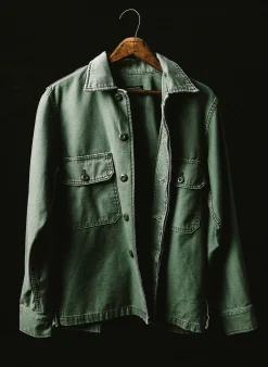 Imogene + Willie military shirt jacket in fatigue green