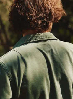 Imogene + Willie military shirt jacket in fatigue green