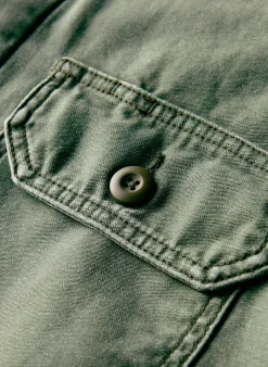 Imogene + Willie military shirt jacket in fatigue green