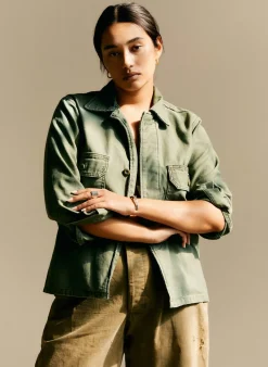 Women Imogene + Willie military shirt jacket in fatigue green