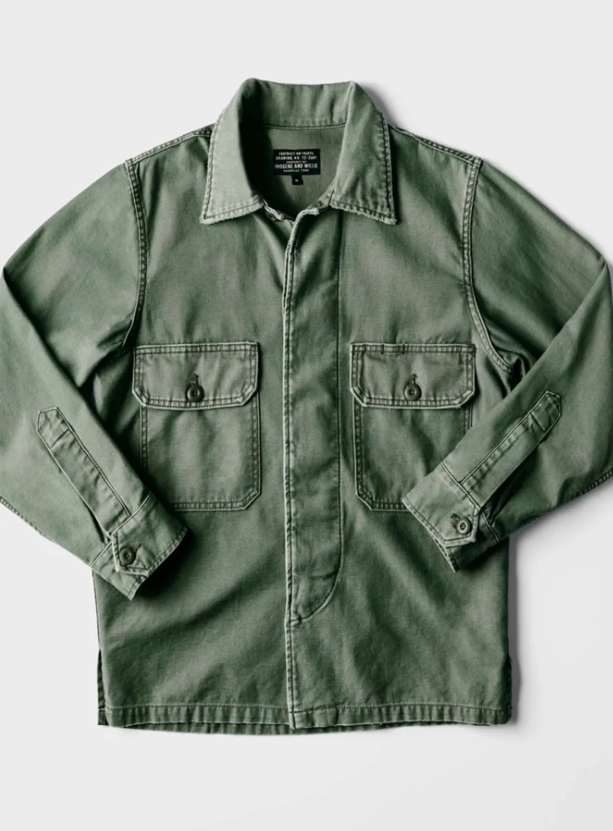 Women Imogene + Willie military shirt jacket in fatigue green