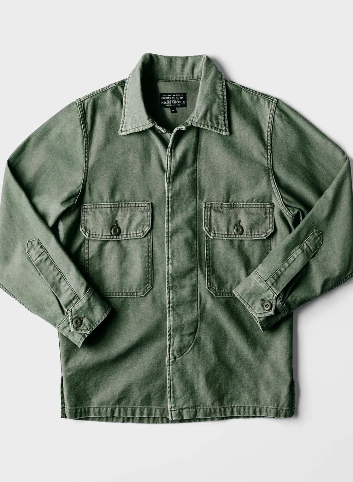 Women Imogene + Willie military shirt jacket in fatigue green