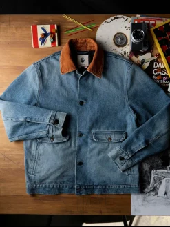 Women Imogene + Willie quilt lined washed denim chore coat