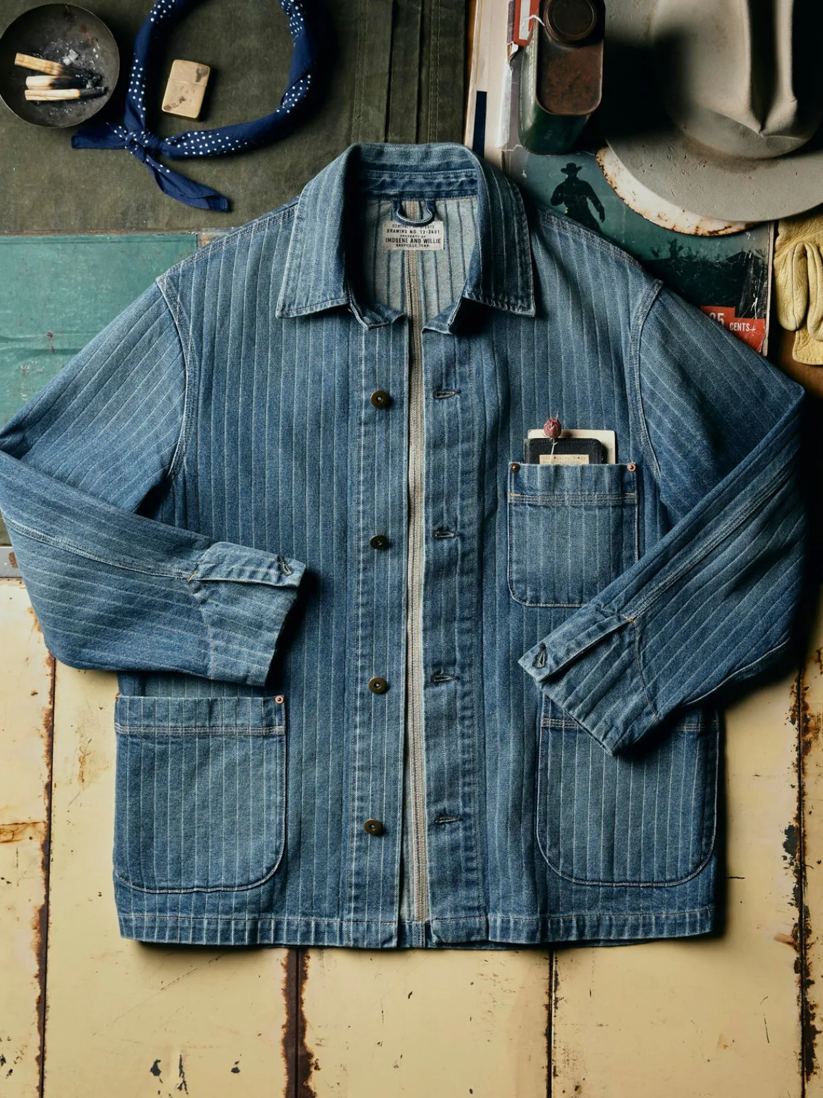 Imogene + Willie ranch jacket in washed indigo stripe