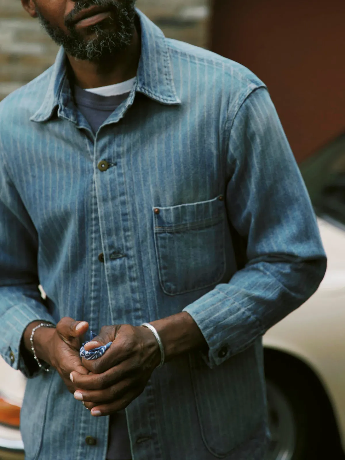 Imogene + Willie ranch jacket in washed indigo stripe
