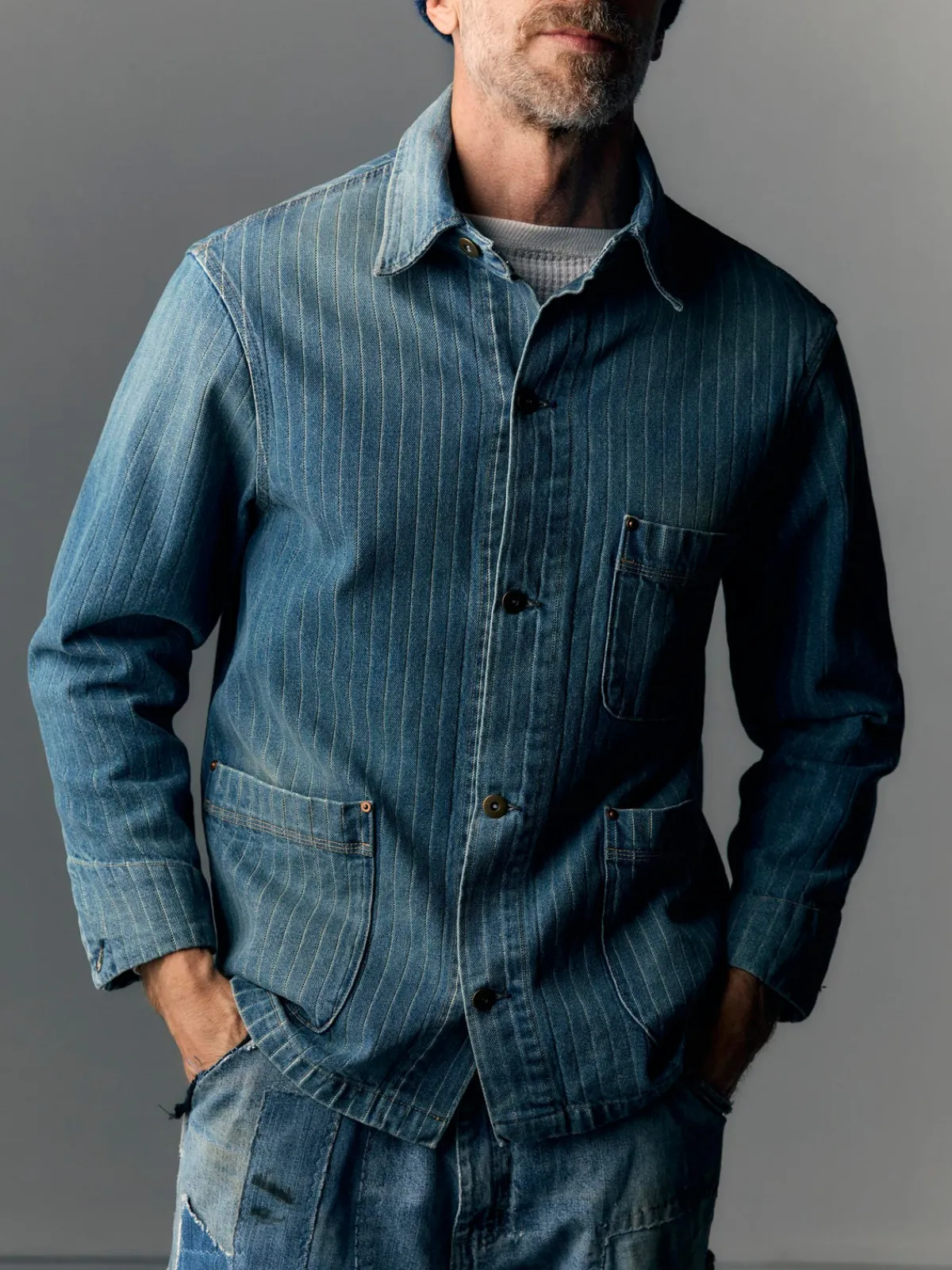 Imogene + Willie ranch jacket in washed indigo stripe